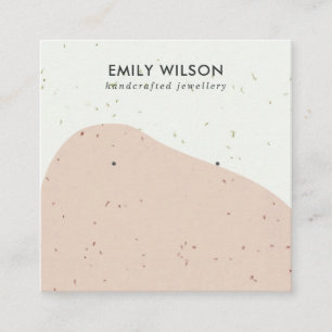 ABSTRCT CERAMIC PEACH WAVE STUD EARRING DISPLAY SQUARE BUSINESS CARD