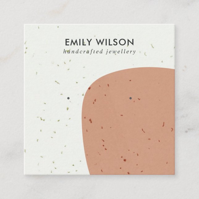 ABSTRCT CERAMIC TERRACOTTA STUD EARRING DISPLAY SQUARE BUSINESS CARD (Front)
