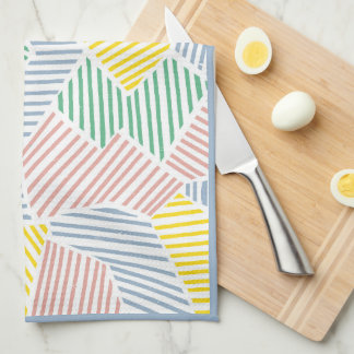 Abstruct Shape Pattern with Vibrant Colour Strokes Tea Towel