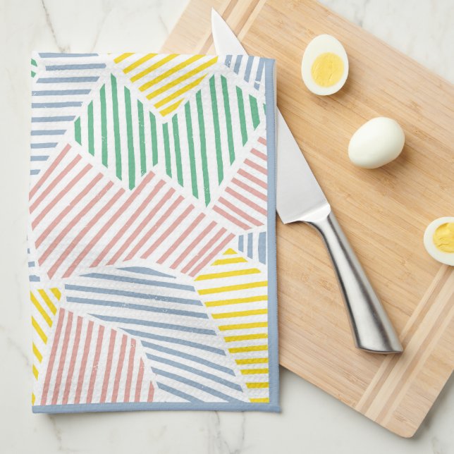 Abstruct Shape Pattern with Vibrant Colour Strokes Tea Towel (Quarter Fold)