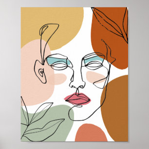 Abtract Womans Face Modern Art Print, Abstract Art Poster