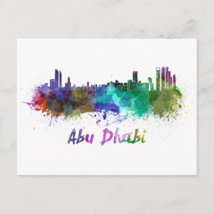 Abu Dhabi skyline in watercolor Postcard