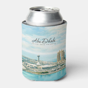 Abu Dhabi Skyline Watercolor Travel Keepsake Can Cooler