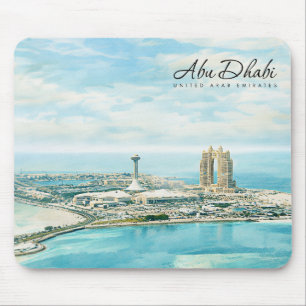 Abu Dhabi Skyline Watercolor Travel Keepsake Mouse Mat