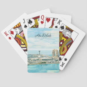 Abu Dhabi Skyline Watercolor Travel Keepsake Playing Cards