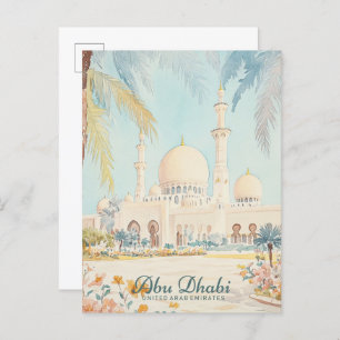 Abu Dhabi UAE Gouache Paint Illustration Travel Postcard