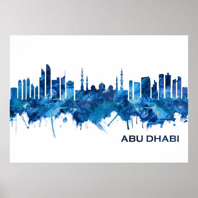 Abu Dhabi UAE Skyline Blue Poster (Front)