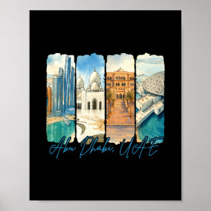 Abu Dhabi Uae Traveling Trip Brushstroke Souvenir Poster