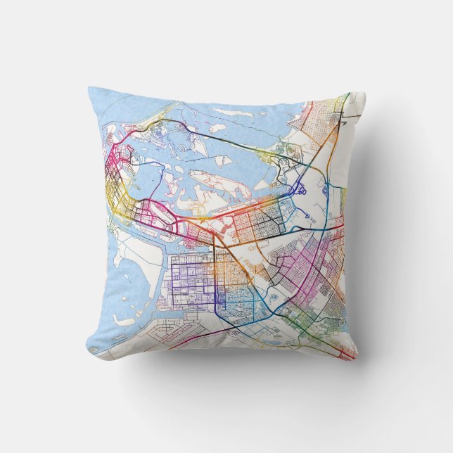 Abu Dhabi United Arab Emirates City Map Cushion (Front)