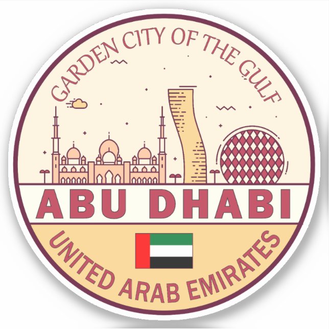 Abu Dhabi United Arab Emirates City Skyline Emblem (Front)