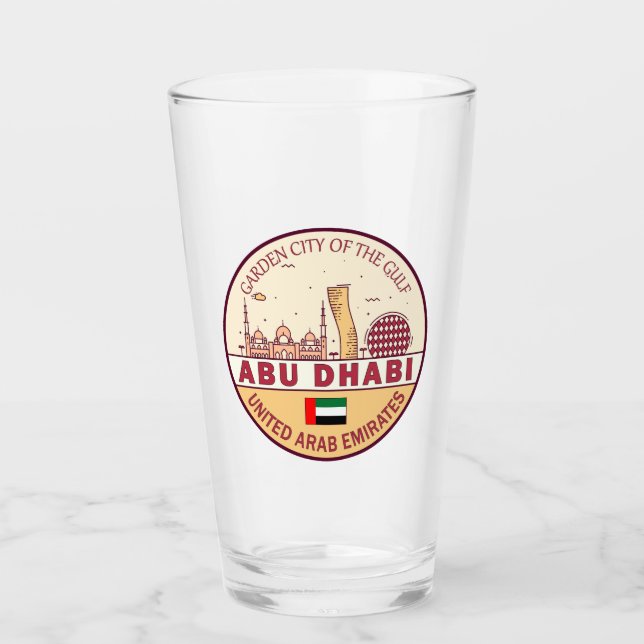 Abu Dhabi United Arab Emirates City Skyline Emblem Glass (Front)