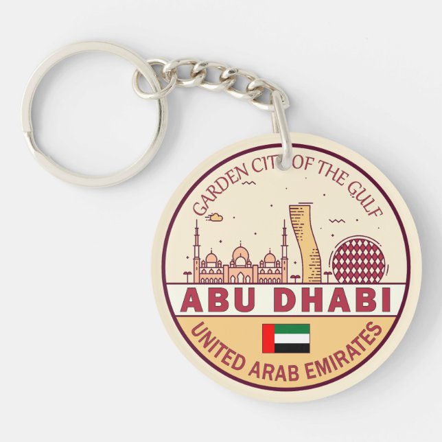 Abu Dhabi United Arab Emirates City Skyline Emblem Key Ring (Front)