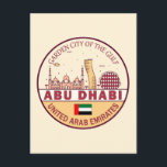 Abu Dhabi United Arab Emirates City Skyline Emblem Postcard<br><div class="desc">Abu Dhabi minimalist,  colourful art design featuring monuments and landmarks of the city in United Arab Emirates.</div>
