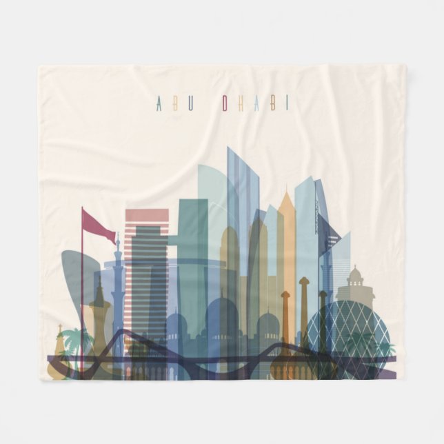 Abu Dhabi, United Arab Emirates | City Skyline Fleece Blanket (Front (Horizontal))
