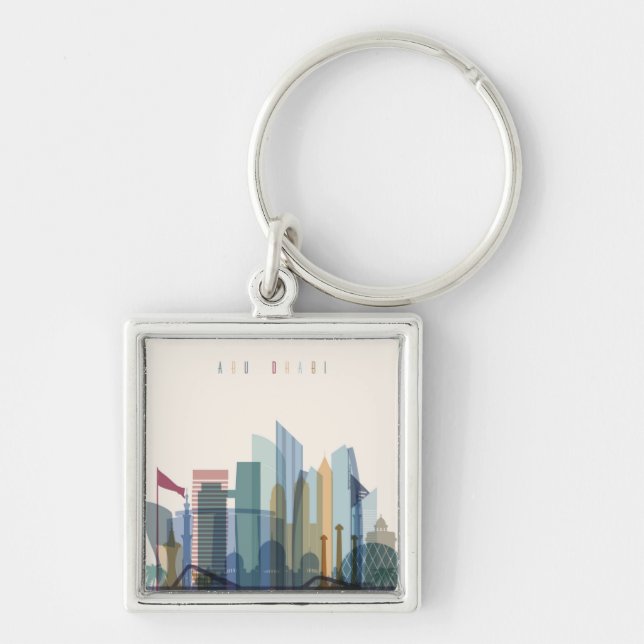 Abu Dhabi, United Arab Emirates | City Skyline Key Ring (Front)