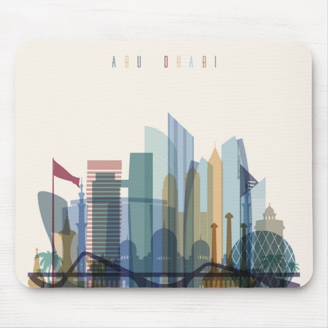 Abu Dhabi, United Arab Emirates | City Skyline Mouse Mat (Front)