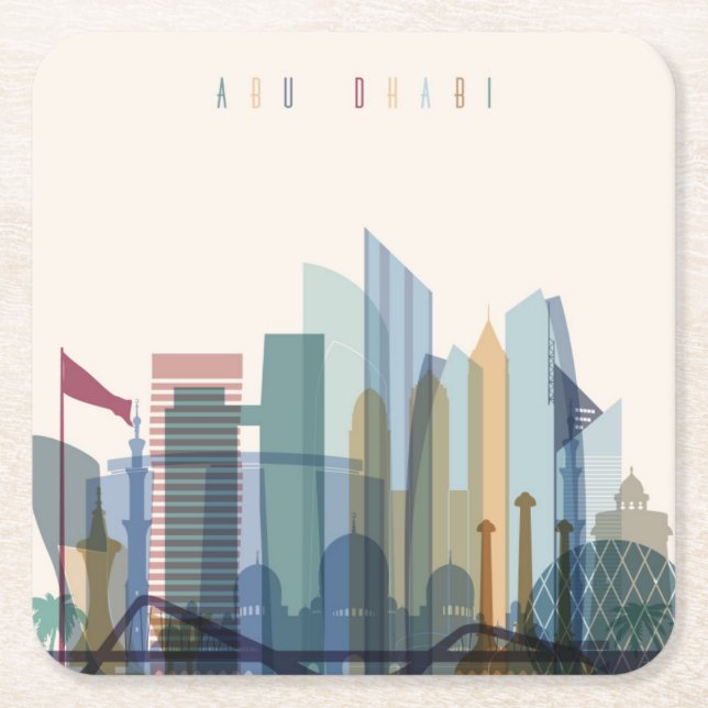 Abu Dhabi, United Arab Emirates | City Skyline Square Paper Coaster (Front)