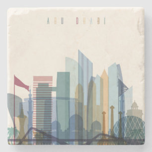 Abu Dhabi, United Arab Emirates City Skyline Stone Coaster