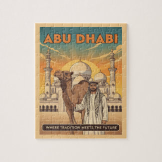 Abu Dhabi Vintage Travel Postcard with Camel Jigsaw Puzzle