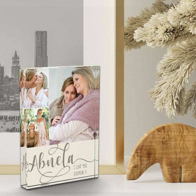 Abuela Calligraphy I Love You 3 Photo Cream Brown Block (Creator Uploaded)