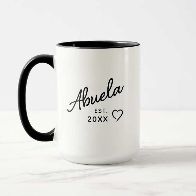Abuela Est. Year  Pregnancy Reveal & Mother’s Day  Mug (Left)