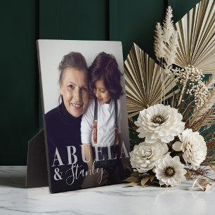 Abuela & Grandchild Script Name Photo Keepsake Plaque