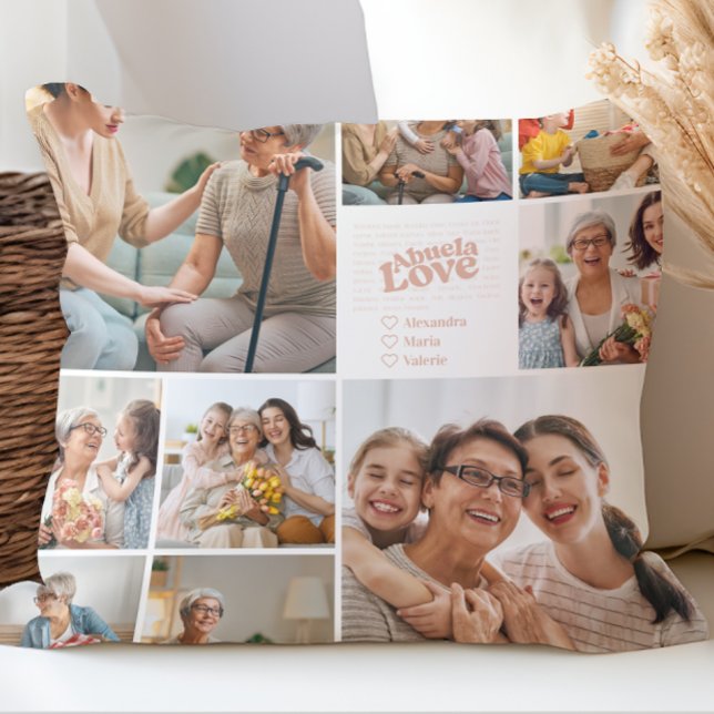 Abuela Love Poetic Photo Collage Cushion (Creator Uploaded)