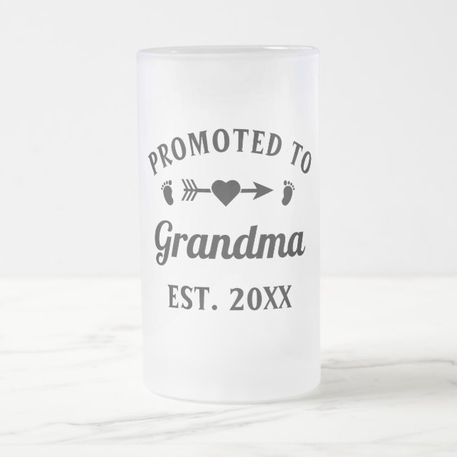 Abuela Nonna Nanna Grandmother Promoted To Grandma Frosted Glass Beer Mug (Center)