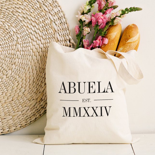 Abuela Roman Numeral Year Established Tote Bag (Creator Uploaded)