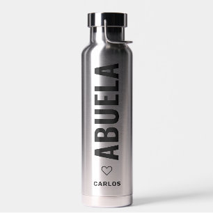 Abuela   Spanish Grandma Custom Name Chrome Water Bottle