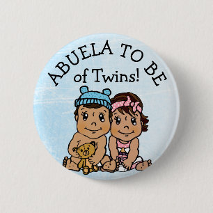 Abuela to be of Twins, Hispanic Baby Shower 6 Cm Round Badge