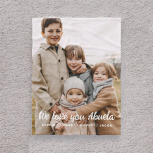 Abuela We Love you Hearts Modern Photo Collage Fleece Blanket