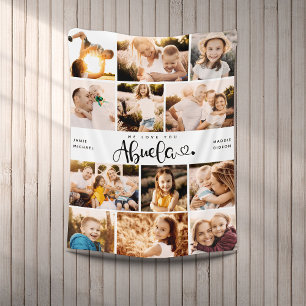 Abuela We Love you Hearts Modern Photo Collage  Fleece Blanket