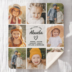 Abuela We Love you Hearts Modern Photo Collage Sherpa Blanket