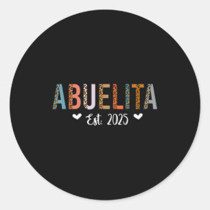 Abuelita Est 2025 Cute Grandma Leopard Print Chris Classic Round Sticker