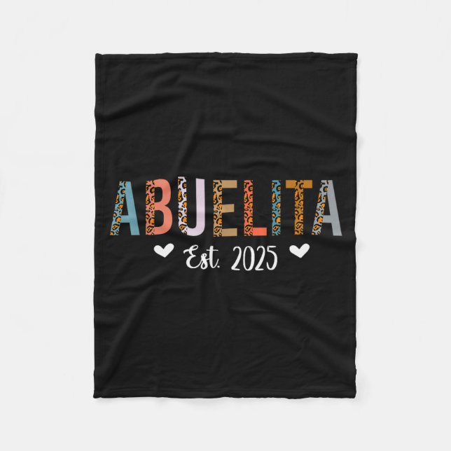 Abuelita Est 2025 Cute Grandma Leopard Print Chris Fleece Blanket (Front)