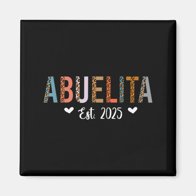 Abuelita Est 2025 Cute Grandma Leopard Print Chris Magnet (Front)