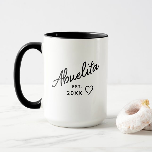 Abuelita Est Year  Pregnancy Reveal & Mother’s Day Mug (With Donut)