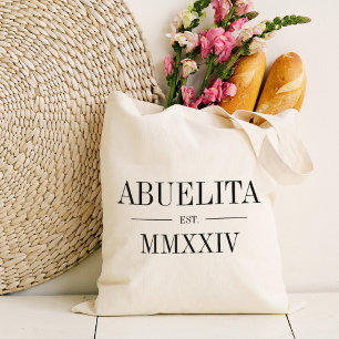 Abuelita Roman Numeral Year Established Tote Bag
