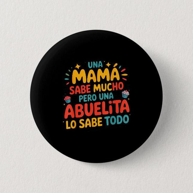 Abuelita Sabe Todo Dia De La Madre Spanish Grandmo 6 Cm Round Badge (Front)