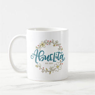 Abuelita, Spanish lettering, floral wreath, Coffee Mug