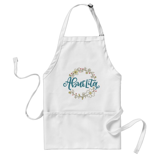 Abuelita with Floral Wreath, hand drawn Standard Apron (Front)