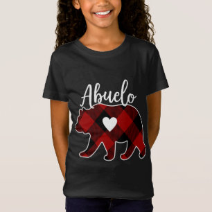 Abuelo Bear Christmas Buffalo Plaid Red White & Bl T-Shirt