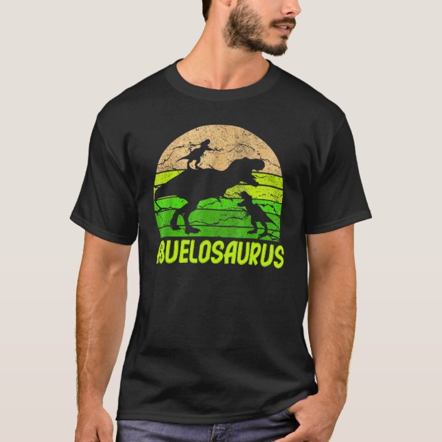 Abuelo Dinosaur Abuelosaurus 2 Two Kids Christmas  T-Shirt (Front)