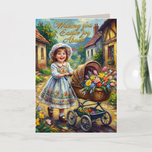 ABUELO ~ EASTER VINTAGE ART ~ Sweet child ~  Holiday Card