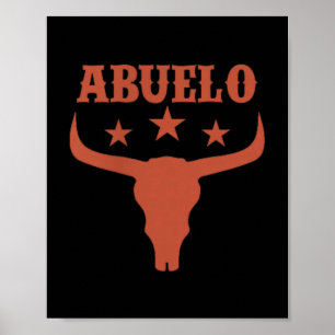 Abuelo First Bday Cowboy Western Rodeo Skull Poster