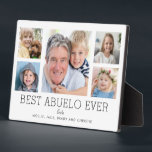 Abuelo Grandfather Grandchildren Photo Collage Plaque<br><div class="desc">Simple and clean design lets your family photos shine on this Best Abuelo Ever plaque. A large photograph in the centre with two smaller photos on either side let you insert your own photos easily. Best Abuelo Ever is written below in a modern font. Two lines below let you complete...</div>