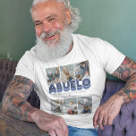 Abuelo Man Myth Legend 6 Photo Collage T-Shirt<br><div class="desc">Cute grandfather mens t-shirt featuring 6 family pictures for you to replace with your own,  the title "ABUELO",  a personalised saying that reads "the man,  the myth,  the legend",  and the grandkids names.</div>