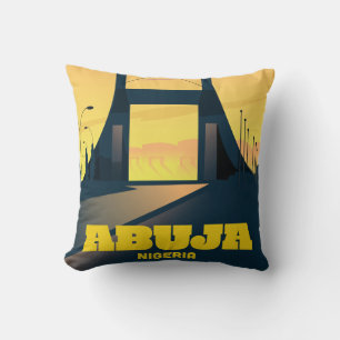 Abuja Nigeria City Gate Vintage travel poster Cushion
