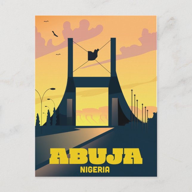 Abuja Nigeria City Gate Vintage travel poster Postcard (Front)